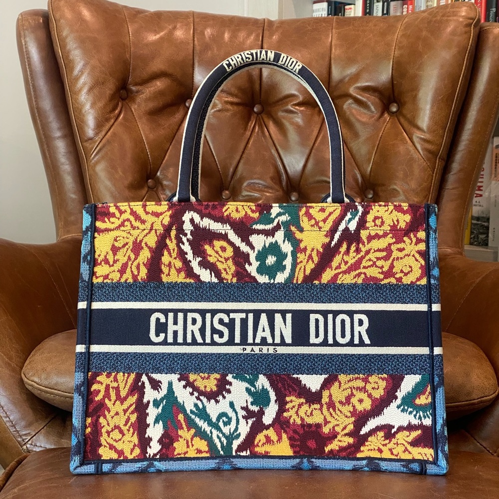 *SOLD* Christian Dior Book Tote Embroidered Canvas Medium